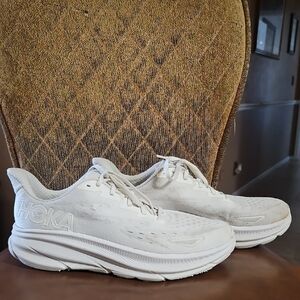 Hoka One One Clifton 9 White Lace Up Sneakers Running Shoes